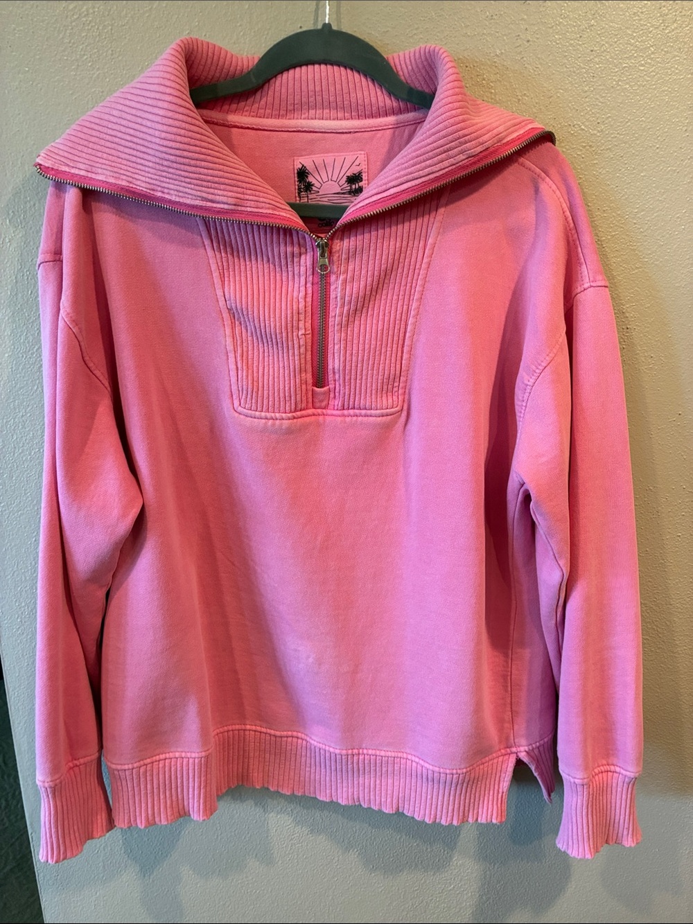 C&C California Pink Half-Zip Funnel Neck Sweatshirt